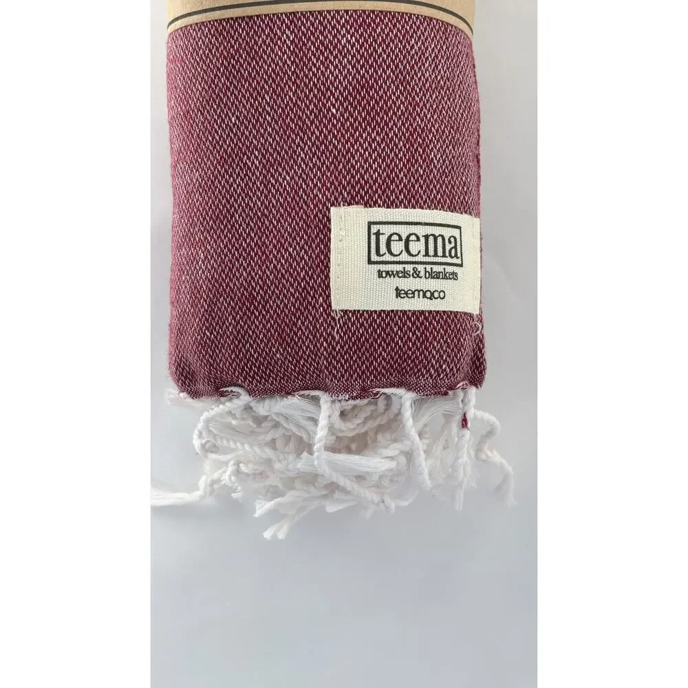 Teema The Maroon Simple Organic Cotton Turkish Towel Bath Sheet New 68